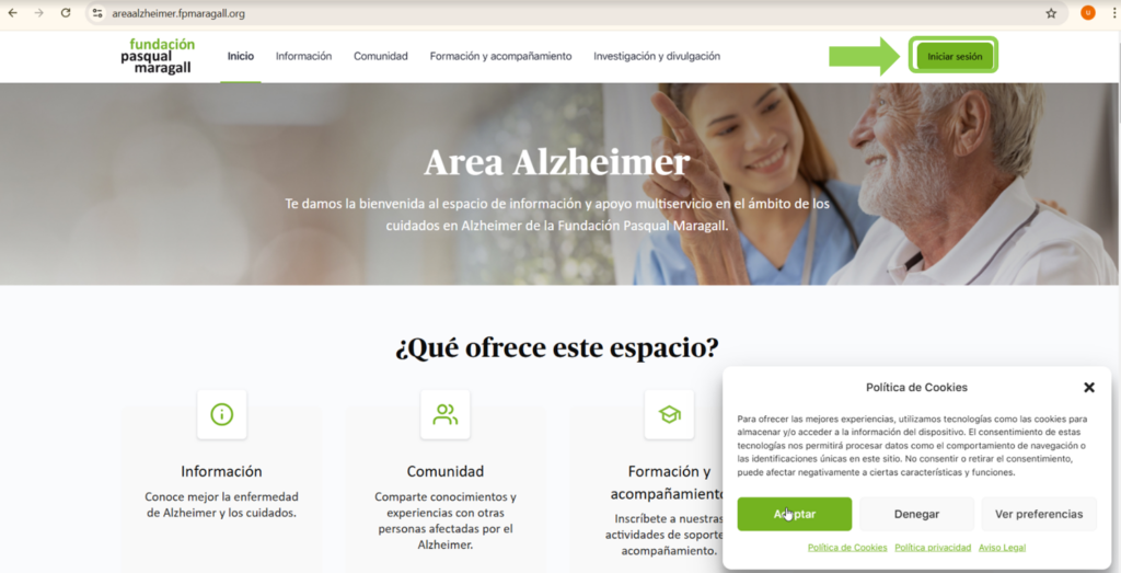 Imagen de la página inicial de Area Alzheimer
