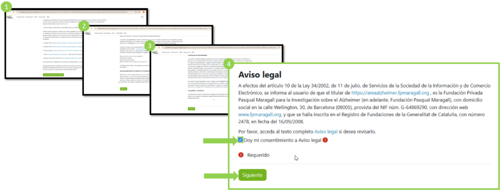 Captures de pantalla de les pantalles de política de privacitat i cookies